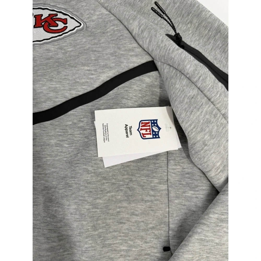 Kansas City Chiefs Nike Grey‎ Tech Fleece Hoodie Jacket Hooded Size Large L NWT